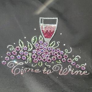 Christine Alexander Black Top with Wine Glass Design